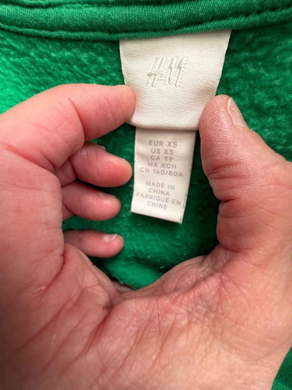 H&M Women’s XS Kelly Green Cropped Quarter Zip Fleece Sweatshirt - Picture 3 of 4